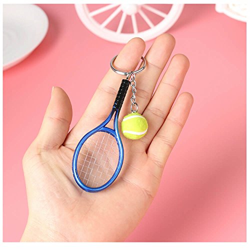RAYNAG Set of 6 Creative Tennis Racket Keychain Key Rings Metal Tennis Ball Split Ring - Thumbnail 4