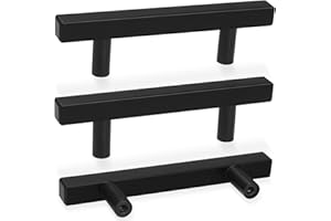 AEEKEL 30 Pack Square Cabinet Handles Matte Black Drawer Pulls 5" Length, 3" Hole Center Kitchen Handles for Cabinets Pulls, Stainless Steel Cabinet Hardware for Bedroom Bathroom Office