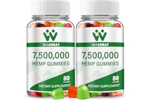 WACHRAY Hemp Gummies from Organic Hemp Plant High Potency Supplement Extract Hemp Oil Edible Gummy Adult Restful Napping Low Sugar Made in USA (2-Pack)