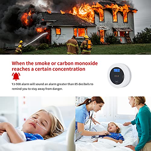 PETRICOR Smoke and Carbon Monoxide Alarm Detector with Photoelectric Sensor, LCD Display, Battery Operated. Home Fire & CO Alarms Detector (Not Hardwired) 2 Packs.