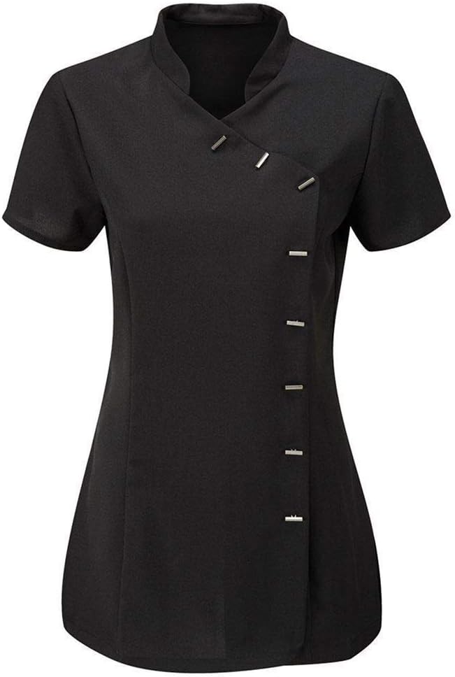 Rimi Hanger Ladies Beauty Spa Hairdressing Salon Tunic Top Womens Massage Therapist Uniform Black US 14