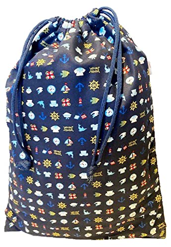 Kids Cotton Drawstring Gym/Swim/Shoe Bag - All at Sea