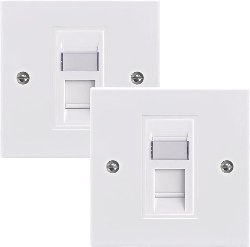 LEENUE Single RJ45 Cat6 Ethernet Wall Socket Faceplate Keystone Jack White 2