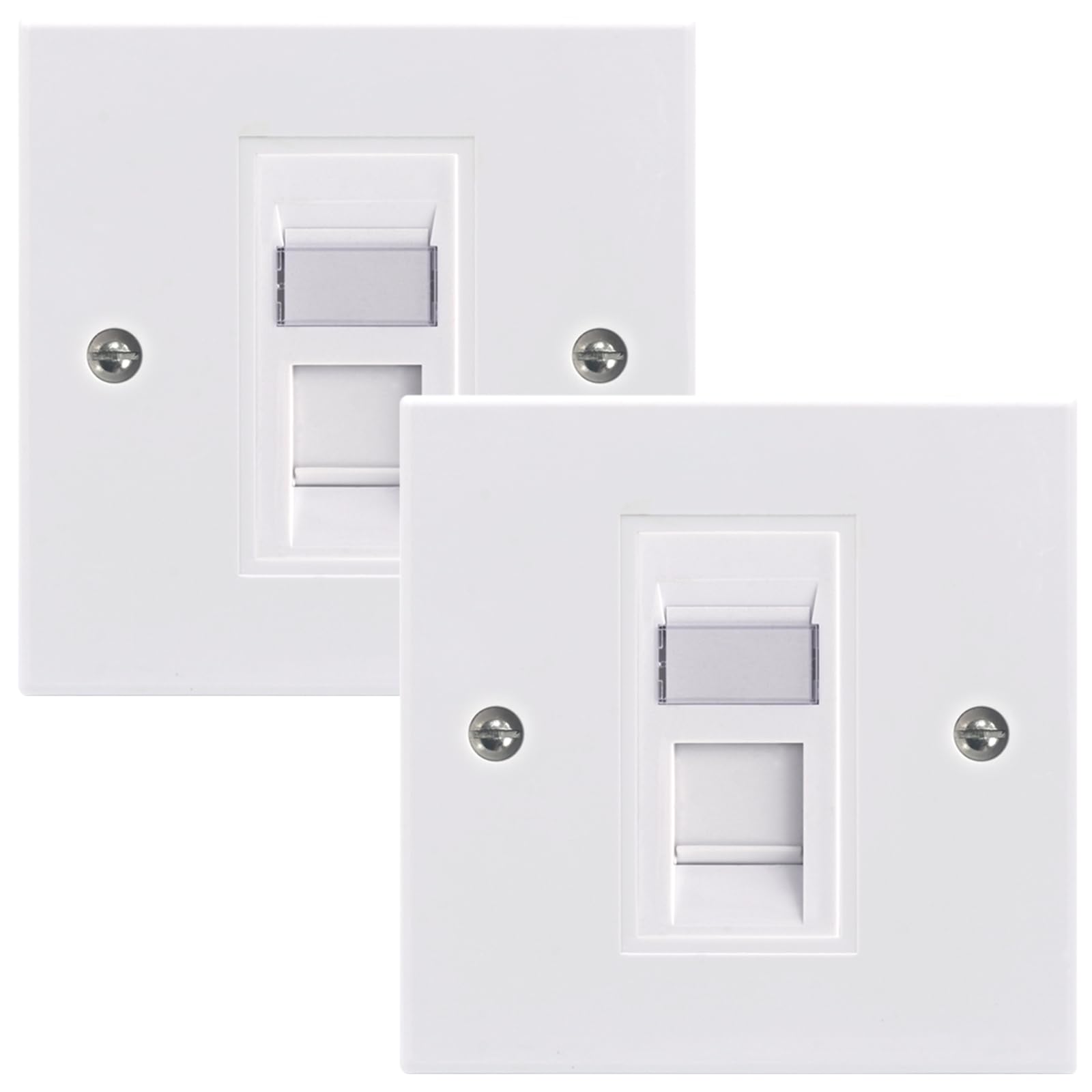 LEENUE RJ45 Socket Cat6, Single Ethernet Wall Socket, RJ45 Network Wall Plate 2 Pack with Keystone Jack, White