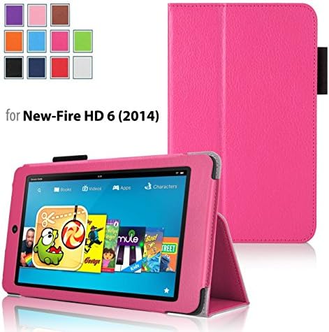 Case for Fire HD 6 - Elsse Premium Folio Case with Stand for Fire HD 6 (Oct, 2014 Release) (Hot Pink)
