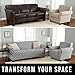 Home Fashion Designs Printed Twill Sofa Slipcover. One Piece Stretch Couch Cover. Strapless Sofa Cover for Living Room. Brenna Collection Slipcover. (Sofa, Charcoal)