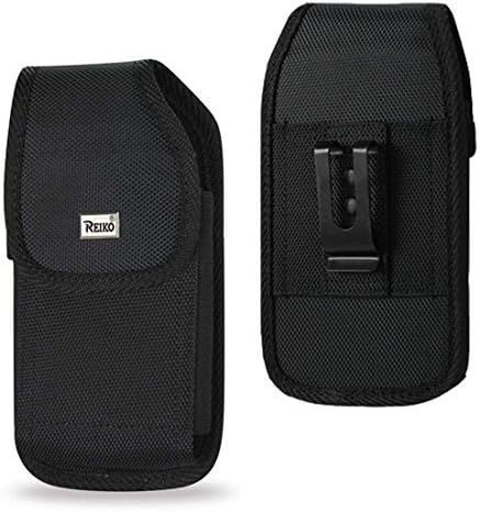 Reiko Plus Size for Iphone 8 Plus / Iphone 7 Plus / 6S Plus  Black Rugged Nylon Pouch Belt Clip Holster (Fits W Hybrid / Otterbox Commuter / Defender Case On) and Zoomazig Stylus