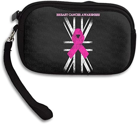 Breast Cancer Awareness UK Flag Coin Purse Wallet Wristlet Pouch Coin Wallet Zipper Change Holder