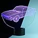 Muscle Car 3D Illusion Birthday Present Beside Table Lamp, Urwise 7 Color Changing Touch Switch Decoration Night Lamp with Acrylic Flat, ABS Base, USB Cable, Car Theme Toy, Amazing Creative Art