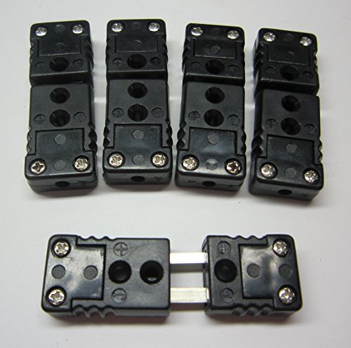 Mini J-Type Thermocouple Wire Connector, Cable Connector, 5 Sets Pairs Male and Female Plugs