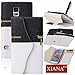 XIANA Leather Zipper Fold Wallet Card Holder Case with Stylus for Samsung Galaxy S5 I9600 - Black/ White