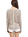 ROMWE Women's Scoop Neck Long Sleeve Tee Contrast Trim High Low Marled Knit T-shirt khaki S