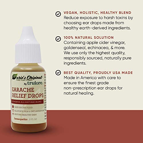 Natural Earache Drops for Ear Infection Prevention, Pain Relief, Swimmer's Ear - Homeopathic, Holistic, Vegan Herbal Ear drops for Adults, Children - Made in USA, Healthy, Safe for Kids