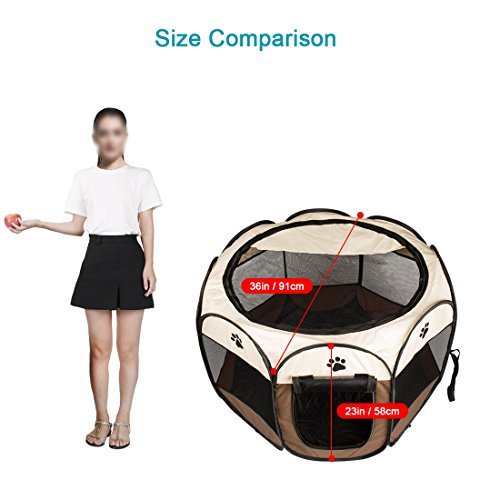 BIGWING Style Puppy Playpen,Portable Foldable Puppy Dog Pet Cat Rabbit Guinea Pig Fabric Playpen Crate Cage Kennel Tent… - Afbeelding 3