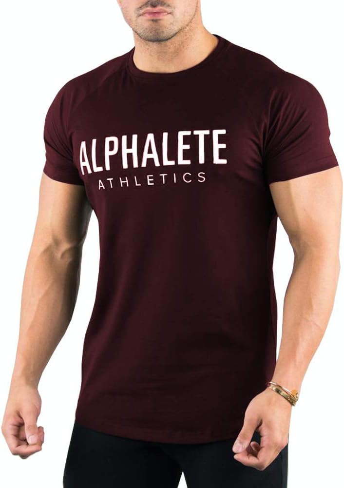 Men's Casual T-Shirt Short Sleeve O Neck Bodybuilding Top Letter Printed Funny Tee Shirt