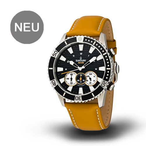 Kronsegler Akteur Chronograph steel-black/steel m. Lederband