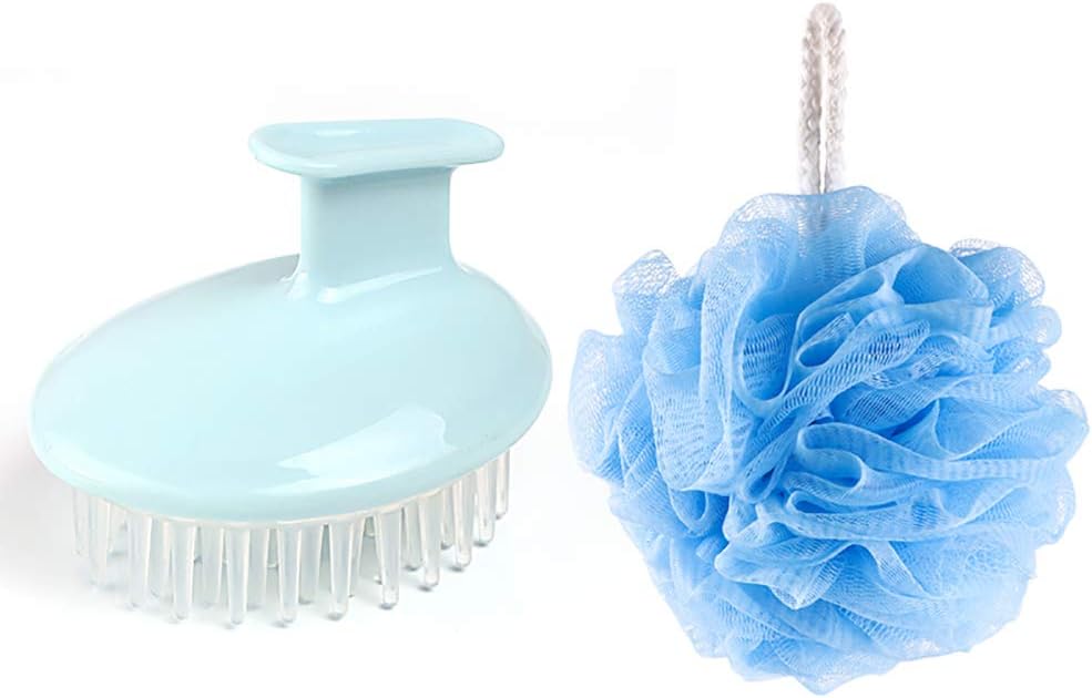 Omenluck Blue Lanyard Loofah Sponge Bath Shower Balls Back Scrubber Shampoo