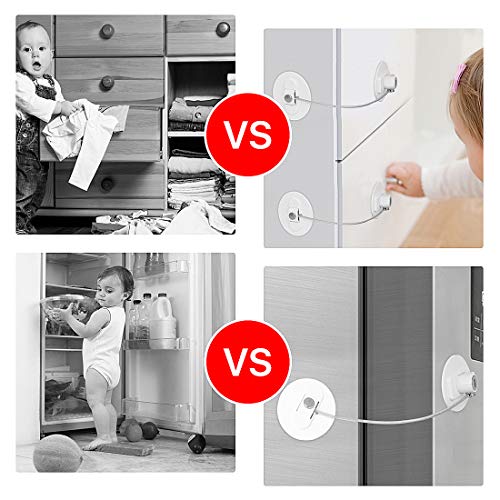 Refrigerator Lock, Child Proof Safety Locks, Super Strong Adhesive No Drilling, Easy to Install