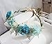 Vivivalue Fairy Flower Crown Blue Floral Headband Elf Headpiece for Women Princess Wedding Bridal Shower Photo Prop Cosplay Renaissance