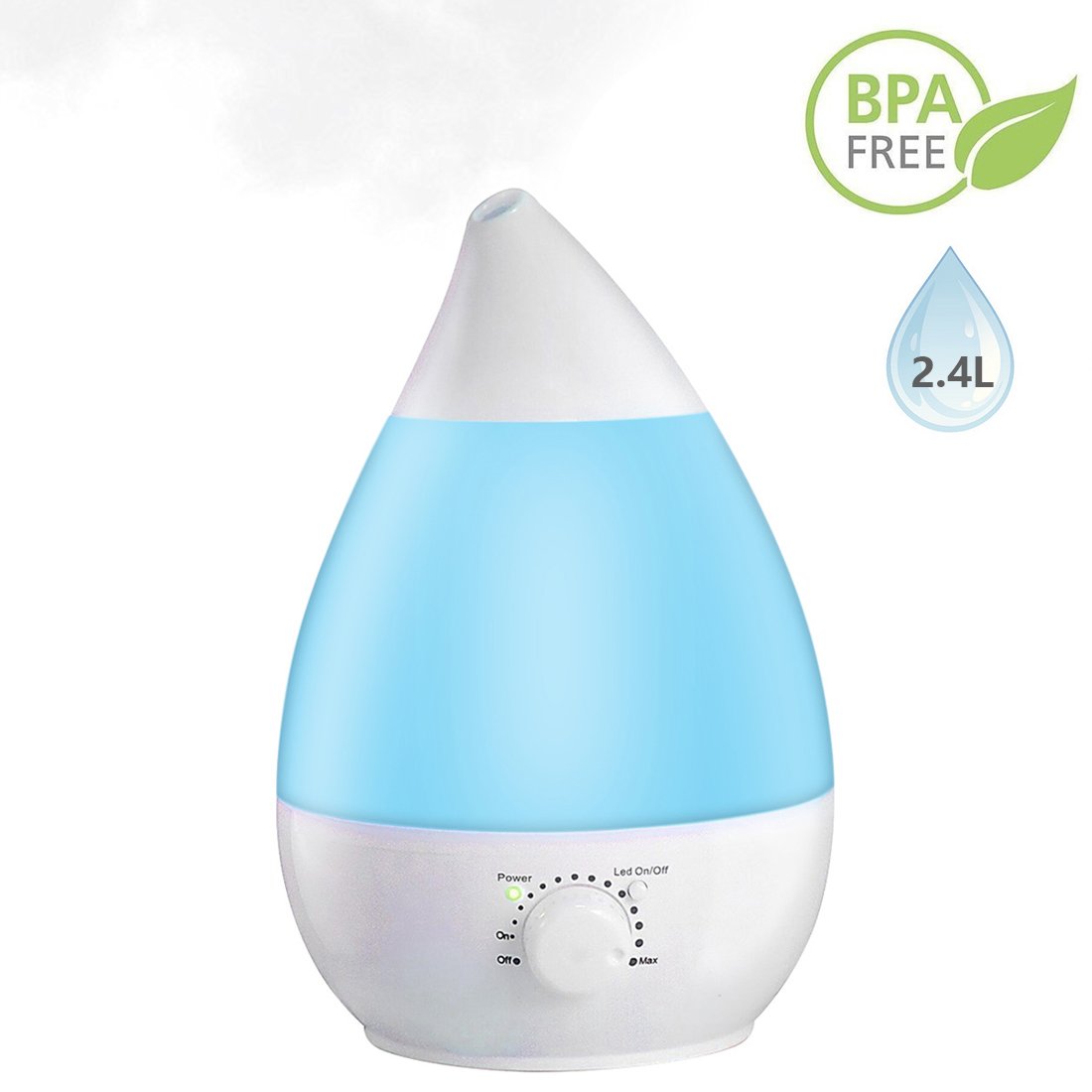 Aroma diffuser duftöldiffusoren 2.4l ULTRASOON luchtbevochtiger met 7 Gekleurde LED \'s geluidsarm raumbefeuchter met 30 ml/H feuchtigkeitsabgabe voor Bad, Yoga, thuis, kantoor, SPA.(December garantie)