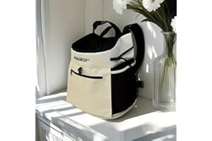 PUUROF Backpack for Dog Accessories Small Dog cat go Out Bag Break Free Walk Dog Dirty pet Backpack Car Bag (Beige, Small)