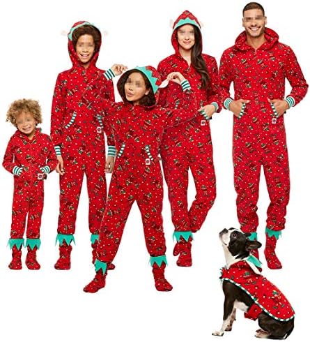 Family Matching Christmas Hoodie Jumpsuit Pajamas Sleepwear Deer Long Sleeve Sweatshirt Bodysuit Homewear Outfits