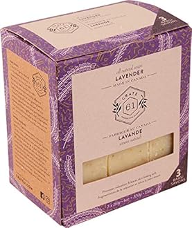 Crate 61, Handmade Vegan Natural Bar Soap Cold Pressed For Face And Body, With Premium Essential Oils, Eucalyptus & Peppermint For Men And Women 3 Pack (Lavender)