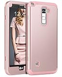 LG Stylo 2 Case, LG Stylus 2 Case, BENTOBEN Heavy Duty Shockproof 3 in 1 Slim Hybrid Hard PC Cover Soft Silicone Rubber Rugged Bumper Protective Phone Case for LG G Stylo 2/Stylus 2/LS775 Rose Gold
