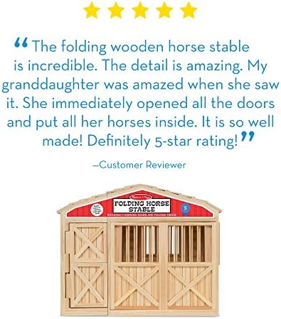 melissa & doug folding wooden horse stable dollhouse with fence