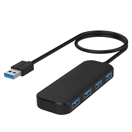 Lenovo USB Hub, Ultra Slim 4 Port Daten Hub kompatibel für USB A Geräte