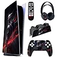 PlayVital Abyss Knight Full Set Skin Decal for ps5 Console Digital Edition, Sticker Vinyl Decal Cover for ps5 Controller & Charging Station & Headset & Media Remote