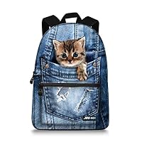 JBS-NO.1 Cute Cats Backpack for Teen Girls Boys,Canvas BookBags for School (cat-4)