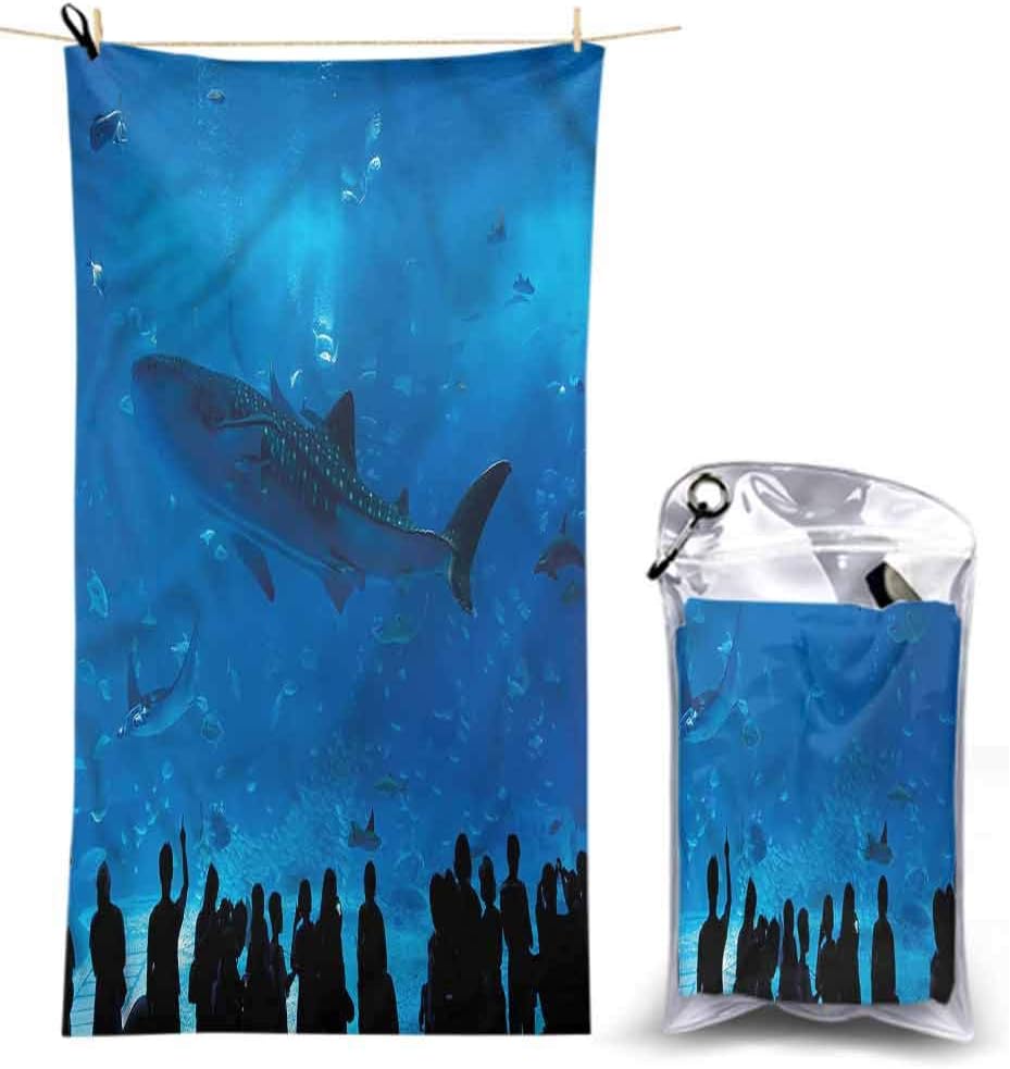 Ahuimin Microfiber Bath Towel, Shark,Aquarium Park and People, 63 x 31 Inches Microfiber Beach Towel Pool Quick Dry Bath Towels Soft Absorbent for Beach,Pool,Spa,Bath,Swim,Travel,Vacation