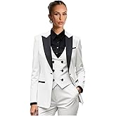 Business Suits for Women 3 Piece Double Breasted Womens Suit Formal Work Peak Lapel Pant Suits for Women