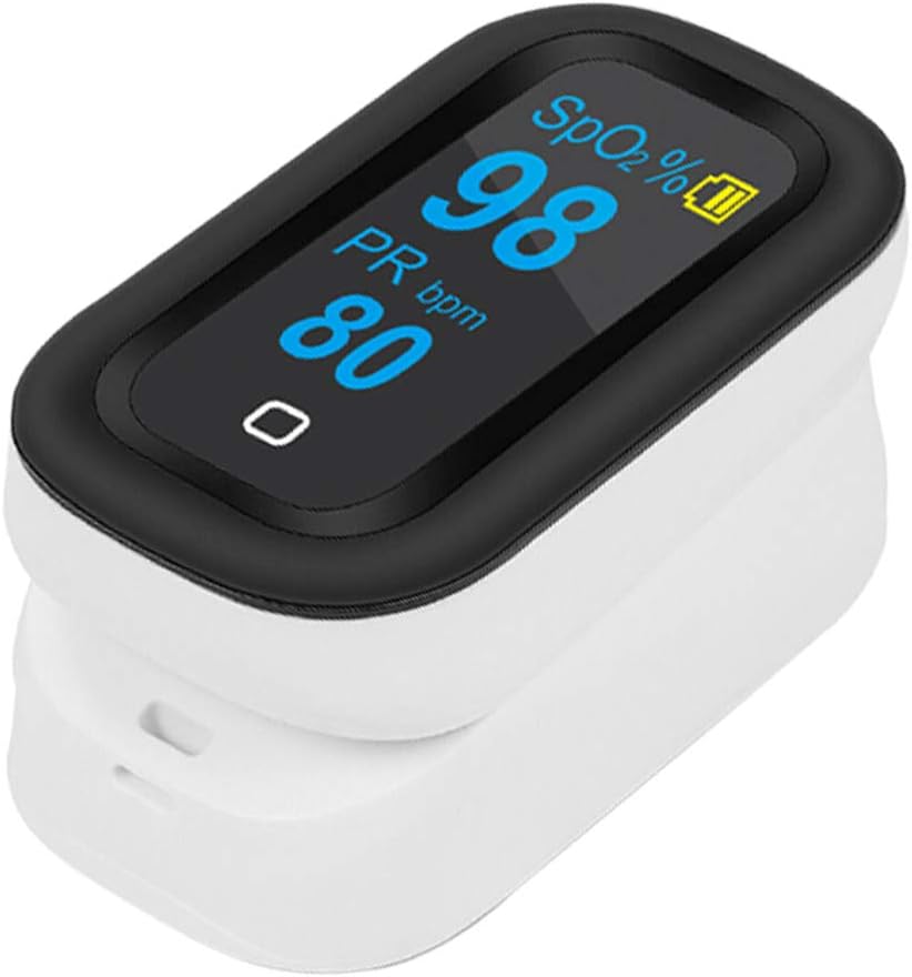 Pulse Oximeter ELEVENSES Blood Oxygen Saturation Monitor with 360° Rotating OLED Screen Portable Finger Oximeter with Free Storage Case & Battery