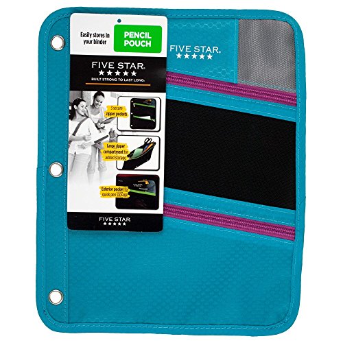 Five Star Zipper Pencil Pouch, Pencil Case, Teal (73116) eBay