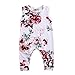 GRNSHTS Toddler Baby Girls Full Flower Print Long Romper (70 cm / 0-6 Months, White)