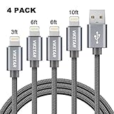 Vikstar Phone Charger Cable Cord 4Pack 3ft 6ft 6ft 10ft Fast Charging Wire Extra Long Nylon Braided to USB Charger
