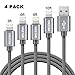 Vikstar Phone Charger Cable 4 Pack Syncing Charging Cord Durable Nylon Braided Phone Wire USB AMFI Certified Cable Compatible iPhone Xs MAX XR X 8 Plus 7 Plus 6s 6 Plus iPad-3ft 6ft 6ft 10ft-Grey