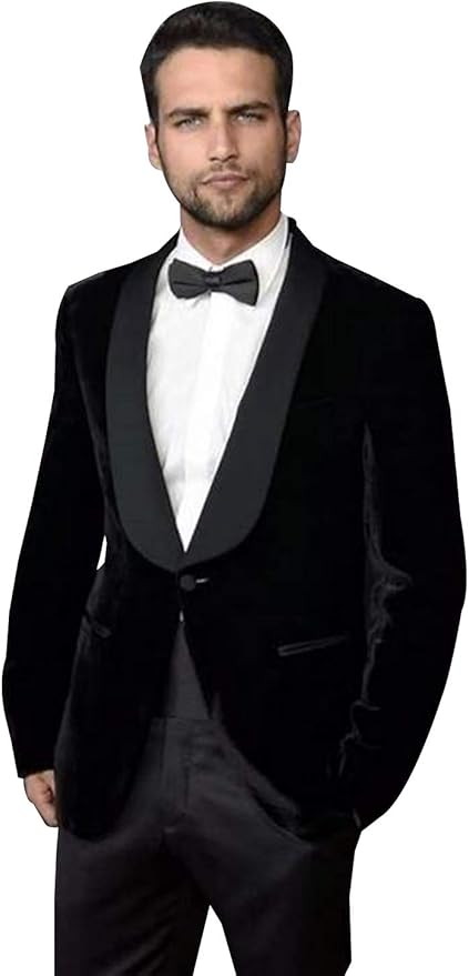 Amazon Co Jp Calvinsuit メンズベルベットスーツ2枚ショールラペルワンボタンウェディングスーツ新郎タキシード 服 ファッション小物