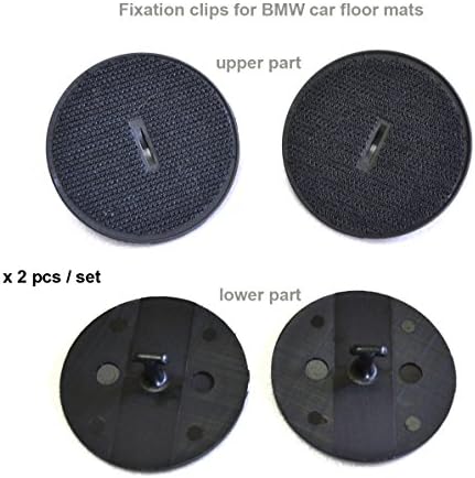 Carmats Fixation Clips 2 pcs set fit BMW new models Floor Mat Fasteners with T-Anchor Lock Fitting Clips Loop&amp;Hook Twist Lock for Rubber Carpeted All Carmats