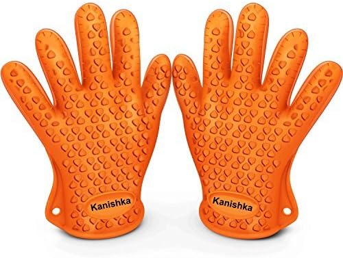 Heat Resistant Silicone Gloves for Cooking Offer Unrivaled Quality - Perfect for Inside and Outside Bbq Grilling. Protects From Unsafe and Painful Burns. Your Vital Protection for High Temperatures and More Competent Than Potholders. Stretchy, Versatile, and Plotted with a Superb Grip, Water-resistant, Dishwasher Safe, and Overtakes Oven Mitts & Any Other Related Product. (Orange)