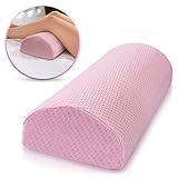 Half Moon Pillow Bolster - Pain Relief Memory Foam Cushion with Removable/Washable Cotton Cover – Reduced Stress on Spine, Effective Support for Side and Back Sleepers etc. (Light Pink)