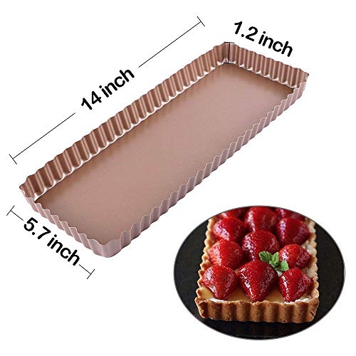 ake 14 inch Tart Pan, Rectangular Quiche Pan Nonstick with Removable