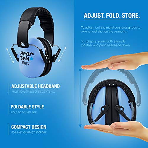 HEARTEK Kids Earmuffs Hearing Protection with Travel Bag- Junior Ear Defenders for Children, Padded Baby Ear Protection, Infants, Small Adults, Women - Adjustable Protectors Noise Reduction Ear Muffs - Thumbnail 2