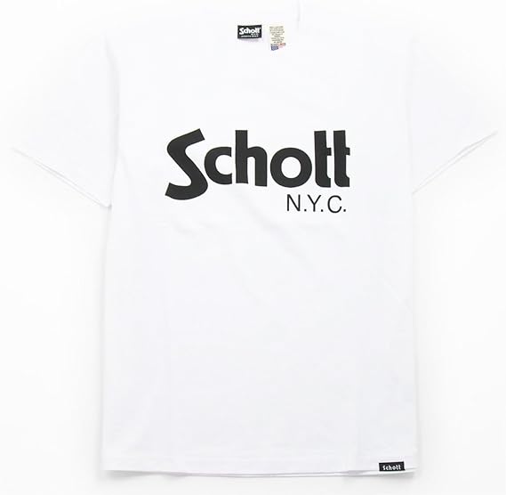 Amazon ショット Schott 半袖 プリント ｔシャツ ベーシック ロゴ ホワイト ブラック 01 S Tシャツ カットソー 通販