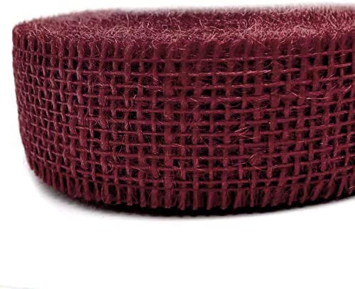 25 m x 40 mm Decorative Ribbon Jute Wine Red (124) Jute Ribbon Gift Ribbon 4 cm Mesh Ribbon Natural Jute Sustainable Christmas Autumn Decoration Birthday Gift Packaging