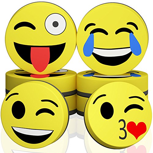 Hibery 24 Pack Magnetic Smiley Face Circular Dry Whiteboard Eraser - Magnetic Whiteboard Eraser for Home, Office and School Classroom