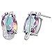 J.MOSUYA 18k White Gold Plated Rainbow Mystic Topaz Jewelry Sets for Women Rings Necklaces Earring Set