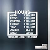 Custom Business Hours Sign for Glass Door, Windows, Smooth Surfaces. Hours of Operation Sign. Open - Closed Store Hours Sign. Lunch Hours. (12